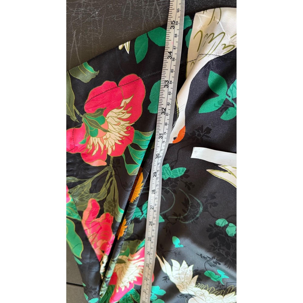 Zara Oriental Crane Floral Satin Mini Dress Large Cheongsam Qipao Mandarin - Picture 15 of 16